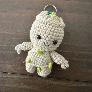 Handmade Crochet I am Groot Keychain